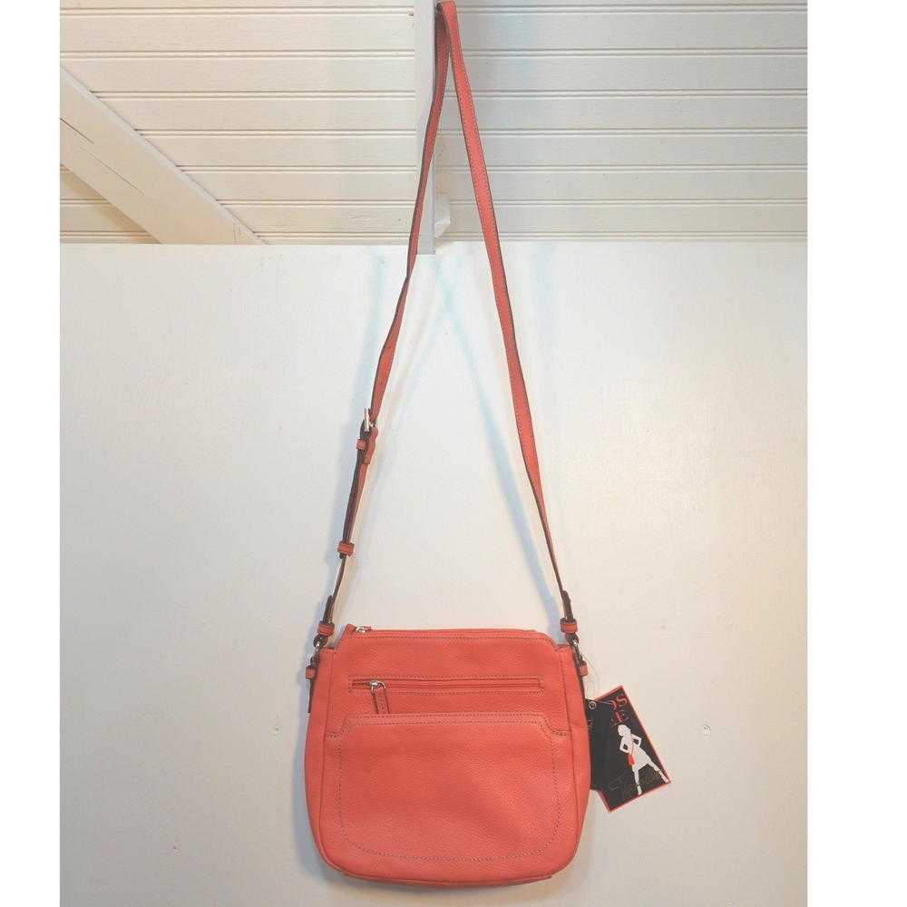 New Tignanello Crossbody Purse Original Tags Coral Pink Leather Vintage Bag